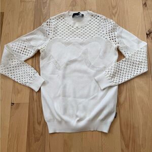 Love Moschino Double Heart Sweater White Crewneck Size 4 *please read